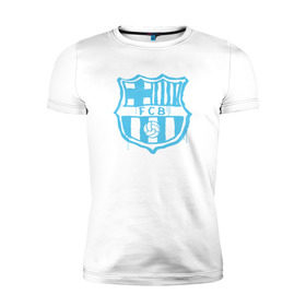 Мужская футболка премиум с принтом FC Barcelona - Light Blue Paint (Оригинальный стиль,рисунок краской) в Кировске, 92% хлопок, 8% лайкра | приталенный силуэт, круглый вырез ворота, длина до линии бедра, короткий рукав | barca | barcelona | fcb | барселона | футбол