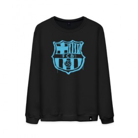 Мужской свитшот хлопок с принтом FC Barcelona - Light Blue Paint (Оригинальный стиль,рисунок краской) в Кировске, 100% хлопок |  | barca | barcelona | fcb | барселона | футбол