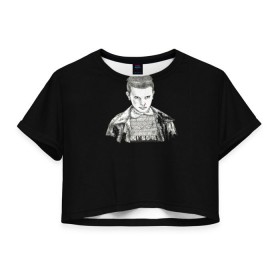 Женская футболка 3D укороченная с принтом Очень странные дела в Кировске, 100% полиэстер | круглая горловина, длина футболки до линии талии, рукава с отворотами | eleven | stranger things