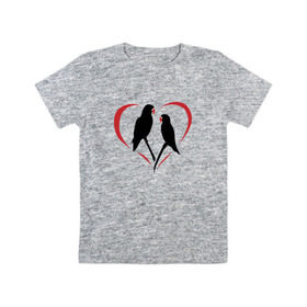 Детская футболка хлопок с принтом Попугайчики в Кировске, 100% хлопок | круглый вырез горловины, полуприлегающий силуэт, длина до линии бедер | птицы