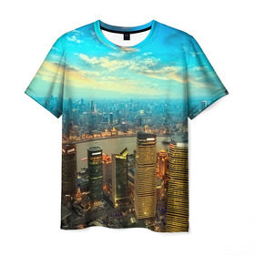 Мужская футболка 3D с принтом Шанхай в Кировске, 100% полиэфир | прямой крой, круглый вырез горловины, длина до линии бедер | Тематика изображения на принте: 