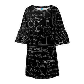 Детское платье 3D с принтом Химия в Кировске, 100% полиэстер | прямой силуэт, чуть расширенный к низу. Круглая горловина, на рукавах — воланы | Тематика изображения на принте: формула | шпаргалка