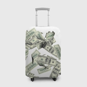 Чехол для чемодана 3D с принтом Денежный ветер в Кировске, 86% полиэфир, 14% спандекс | двустороннее нанесение принта, прорези для ручек и колес | Тематика изображения на принте: баксы | банкноты | деньги | доллары | купюры