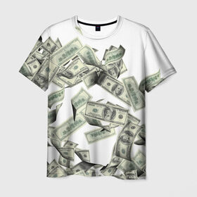 Мужская футболка 3D с принтом Денежный ветер в Кировске, 100% полиэфир | прямой крой, круглый вырез горловины, длина до линии бедер | Тематика изображения на принте: баксы | банкноты | деньги | доллары | купюры