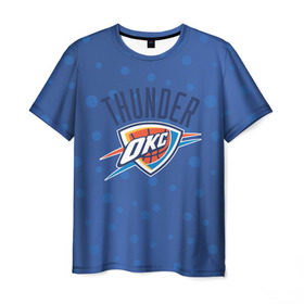Мужская футболка 3D с принтом Оклахома в Кировске, 100% полиэфир | прямой крой, круглый вырез горловины, длина до линии бедер | nba | oklahoma | oks | thunder | баскетбол | нба