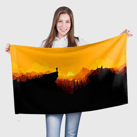 Флаг 3D с принтом FIREWATCH в Кировске, 100% полиэстер | плотность ткани — 95 г/м2, размер — 67 х 109 см. Принт наносится с одной стороны | закат | файрвотч