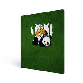 Холст квадратный с принтом Милая панда в Кировске, 100% ПВХ |  | большая | джунгли | енот | зайка | милая | панда | пушистая