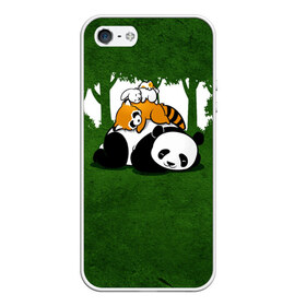 Чехол для iPhone 5/5S матовый с принтом Милая панда в Кировске, Силикон | Область печати: задняя сторона чехла, без боковых панелей | большая | джунгли | енот | зайка | милая | панда | пушистая