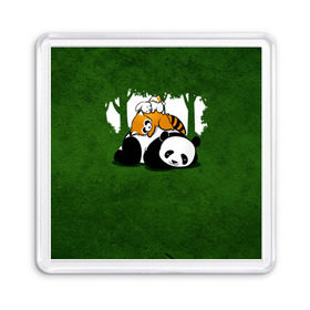 Магнит 55*55 с принтом Милая панда в Кировске, Пластик | Размер: 65*65 мм; Размер печати: 55*55 мм | большая | джунгли | енот | зайка | милая | панда | пушистая