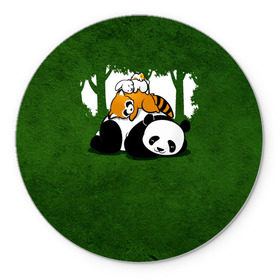 Коврик круглый с принтом Милая панда в Кировске, резина и полиэстер | круглая форма, изображение наносится на всю лицевую часть | большая | джунгли | енот | зайка | милая | панда | пушистая