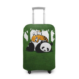 Чехол для чемодана 3D с принтом Милая панда в Кировске, 86% полиэфир, 14% спандекс | двустороннее нанесение принта, прорези для ручек и колес | большая | джунгли | енот | зайка | милая | панда | пушистая