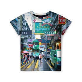 Детская футболка 3D с принтом Улица, Пекин, Китай в Кировске, 100% гипоаллергенный полиэфир | прямой крой, круглый вырез горловины, длина до линии бедер, чуть спущенное плечо, ткань немного тянется | advertising | architecture | beijing | capital | cars | china | city | floors | landscape | pe | skyscrapers | street | tram | автомобили | архитектура | город | двухэтажный | китай | люди | пейзаж | пекин | переход | пешеходный | реклама | с