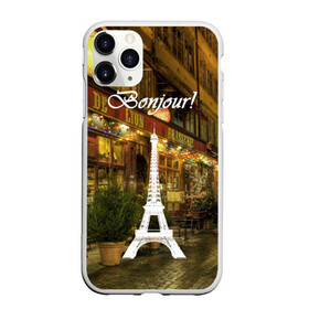 Чехол для iPhone 11 Pro Max матовый с принтом Bonjour в Кировске, Силикон |  | bonjour | cafes | eiffel tower | lights | night | paris street | shop windows | shops | the city | витрины | город | кафе | магазины | ночь | огни | париж | привет | улица | эйфелева башня