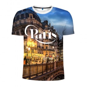 Мужская футболка 3D спортивная с принтом Улицы Парижа в Кировске, 100% полиэстер с улучшенными характеристиками | приталенный силуэт, круглая горловина, широкие плечи, сужается к линии бедра | 