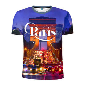 Мужская футболка 3D спортивная с принтом Улицы Парижа в Кировске, 100% полиэстер с улучшенными характеристиками | приталенный силуэт, круглая горловина, широкие плечи, сужается к линии бедра | 