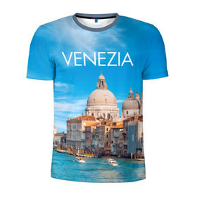 Мужская футболка 3D спортивная с принтом Венеция в Кировске, 100% полиэстер с улучшенными характеристиками | приталенный силуэт, круглая горловина, широкие плечи, сужается к линии бедра | boat | city | italy | mooring | sea | strait | street | temple area | venice | венеция | город | италия | лодки | море | площадь | причал | пролив | улицы | храм