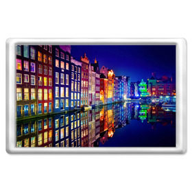 Магнит 45*70 с принтом Амстердама, Нидерланды в Кировске, Пластик | Размер: 78*52 мм; Размер печати: 70*45 | amsterdam | boat | bright | color | lights | night | pier | rainbow | reflection | the city | the netherlands | the strait | water | амстердама | вода | город | лодка | нидерланды | ночь | огни | отражение | причал | пролив | радуга | цвет | яркий