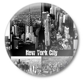 Значок с принтом Улицы Нью-Йорка в Кировске,  металл | круглая форма, металлическая застежка в виде булавки | city | collage | houses | new york | skyscrapers | streets | usa | город | дома | коллаж | нью йорка | сша | улицы