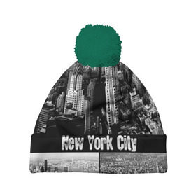 Шапка 3D c помпоном с принтом Улицы Нью-Йорка в Кировске, 100% полиэстер | универсальный размер, печать по всей поверхности изделия | city | collage | houses | new york | skyscrapers | streets | usa | город | дома | коллаж | нью йорка | сша | улицы