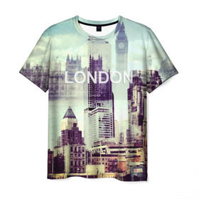 Мужская футболка 3D с принтом Улицы Лондона в Кировске, 100% полиэфир | прямой крой, круглый вырез горловины, длина до линии бедер | Тематика изображения на принте: collage | england | london | англия | коллаж | лондон