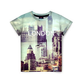 Детская футболка 3D с принтом Улицы Лондона в Кировске, 100% гипоаллергенный полиэфир | прямой крой, круглый вырез горловины, длина до линии бедер, чуть спущенное плечо, ткань немного тянется | collage | england | london | англия | коллаж | лондон