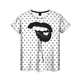Женская футболка 3D с принтом Black Lips в Кировске, 100% полиэфир ( синтетическое хлопкоподобное полотно) | прямой крой, круглый вырез горловины, длина до линии бедер | black | girl | lips | lipstick | love | губы | девушка | женщина | любовь | помада | страсть | черный