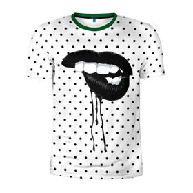 Мужская футболка 3D спортивная с принтом Black Lips в Кировске, 100% полиэстер с улучшенными характеристиками | приталенный силуэт, круглая горловина, широкие плечи, сужается к линии бедра | black | girl | lips | lipstick | love | губы | девушка | женщина | любовь | помада | страсть | черный