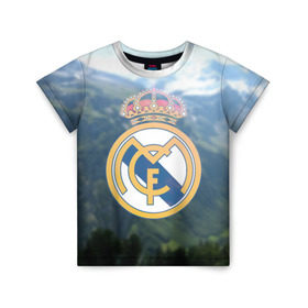 Детская футболка 3D с принтом Реал Мадрид в Кировске, 100% гипоаллергенный полиэфир | прямой крой, круглый вырез горловины, длина до линии бедер, чуть спущенное плечо, ткань немного тянется | real madrid | реал мадрид