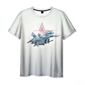 Мужская футболка 3D с принтом Су-27 в Кировске, 100% полиэфир | прямой крой, круглый вырез горловины, длина до линии бедер | авиация