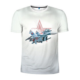 Мужская футболка 3D спортивная с принтом Су-27 в Кировске, 100% полиэстер с улучшенными характеристиками | приталенный силуэт, круглая горловина, широкие плечи, сужается к линии бедра | авиация