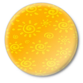 Значок с принтом Солнышко в Кировске,  металл | круглая форма, металлическая застежка в виде булавки | желтый | паттерн | солнце | яркий