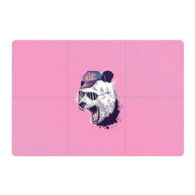 Магнитный плакат 3Х2 с принтом Панда в бейсболке в Кировске, Полимерный материал с магнитным слоем | 6 деталей размером 9*9 см | бейсболка | минимализм | очки | панда
