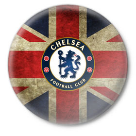 Значок с принтом Chelsea №1! в Кировске,  металл | круглая форма, металлическая застежка в виде булавки | британский флаг | челси | эмблема