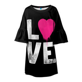 Детское платье 3D с принтом Love в Кировске, 100% полиэстер | прямой силуэт, чуть расширенный к низу. Круглая горловина, на рукавах — воланы | amour | faith | happy | heart | hope | love | амур | вера | любовь | надежда | сердце | счастье