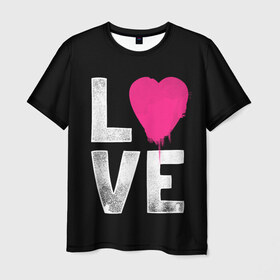 Мужская футболка 3D с принтом Love в Кировске, 100% полиэфир | прямой крой, круглый вырез горловины, длина до линии бедер | amour | faith | happy | heart | hope | love | амур | вера | любовь | надежда | сердце | счастье