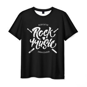 Мужская футболка 3D с принтом Rock Music в Кировске, 100% полиэфир | прямой крой, круглый вырез горловины, длина до линии бедер | alternative | band | metal | music | nickelback | rock | альтернатива | барабан | гитара | инструмент | метал | музыка | найклбэк | нирвана | рок