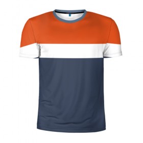 Мужская футболка 3D спортивная с принтом Триколор в Кировске, 100% полиэстер с улучшенными характеристиками | приталенный силуэт, круглая горловина, широкие плечи, сужается к линии бедра | 2017 | белый | дизайн | классика | новинки | новое | оранжевый | полосы | популярное | синий | триколор