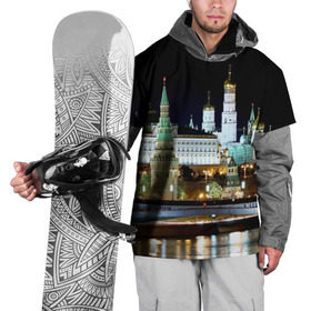 Накидка на куртку 3D с принтом Москва в Кировске, 100% полиэстер |  | город | ночь | пейзаж