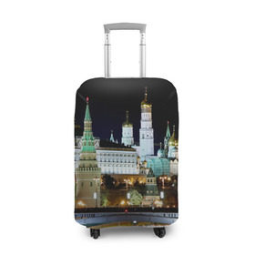 Чехол для чемодана 3D с принтом Москва в Кировске, 86% полиэфир, 14% спандекс | двустороннее нанесение принта, прорези для ручек и колес | город | ночь | пейзаж