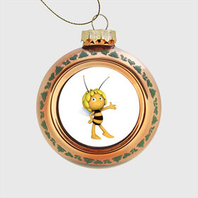 Стеклянный ёлочный шар с принтом Пчелка Майя в Кировске, Стекло | Диаметр: 80 мм | Тематика изображения на принте: пчелка майя