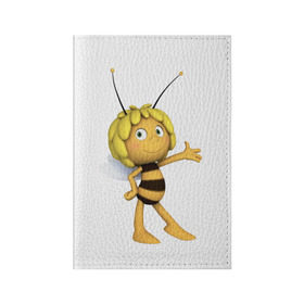 Обложка для паспорта матовая кожа с принтом Пчелка Майя в Кировске, натуральная матовая кожа | размер 19,3 х 13,7 см; прозрачные пластиковые крепления | Тематика изображения на принте: пчелка майя