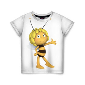 Детская футболка 3D с принтом Пчелка Майя в Кировске, 100% гипоаллергенный полиэфир | прямой крой, круглый вырез горловины, длина до линии бедер, чуть спущенное плечо, ткань немного тянется | Тематика изображения на принте: пчелка майя