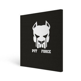 Холст квадратный с принтом Pit Force в Кировске, 100% ПВХ |  | Тематика изображения на принте: pit force | белый | боец | друг человека | животные | питбуль | порода | собака | цвет | чёрный