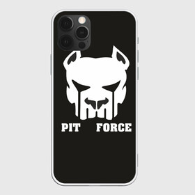 Чехол для iPhone 12 Pro с принтом Pit Force в Кировске, силикон | область печати: задняя сторона чехла, без боковых панелей | pit force | белый | боец | друг человека | животные | питбуль | порода | собака | цвет | чёрный