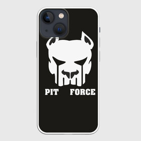 Чехол для iPhone 13 mini с принтом Pit Force в Кировске,  |  | pit force | белый | боец | друг человека | животные | питбуль | порода | собака | цвет | чёрный