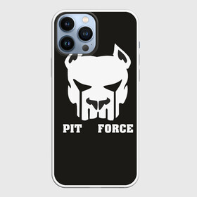 Чехол для iPhone 13 Pro Max с принтом Pit Force в Кировске,  |  | Тематика изображения на принте: pit force | белый | боец | друг человека | животные | питбуль | порода | собака | цвет | чёрный