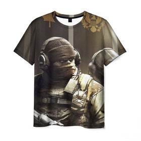Мужская футболка 3D с принтом Tom Clancy Rainbow Six в Кировске, 100% полиэфир | прямой крой, круглый вырез горловины, длина до линии бедер | clancy | rainbow | six | tom | автоматы | игры | маски | мужчины | осада | солдаты