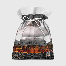 Подарочный 3D мешок с принтом Атомный взрыв в Кировске, 100% полиэстер | Размер: 29*39 см | Тематика изображения на принте: city | earth | explosion | heaven | mushroom | nuclear | атомный | взрыв | город | гриб | земля | небо