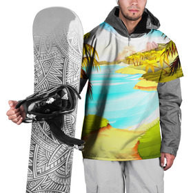 Накидка на куртку 3D с принтом Тропический остров в Кировске, 100% полиэстер |  | jungle | деревья | джунгли | зелень | кусты | лес | лодки | мох | океан | пальмы | пляж | тропики | экзотика