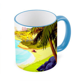 Кружка 3D с принтом Тропический остров в Кировске, керамика | ёмкость 330 мл | jungle | деревья | джунгли | зелень | кусты | лес | лодки | мох | океан | пальмы | пляж | тропики | экзотика